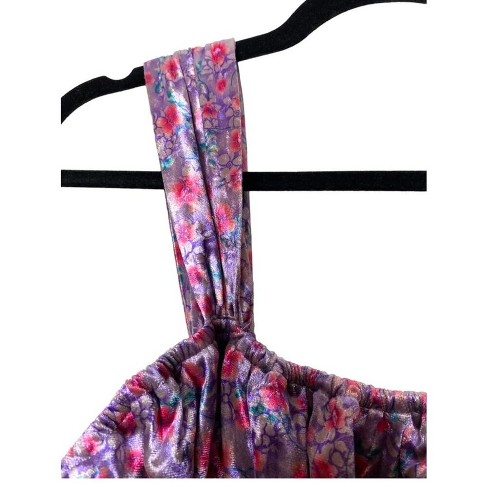 NWT ENGLISH FACTORY DRESS S PURPLE COQUETTE VELVET PURPLE DITSY FLORAL STRETCHY - Picture 8 of 10